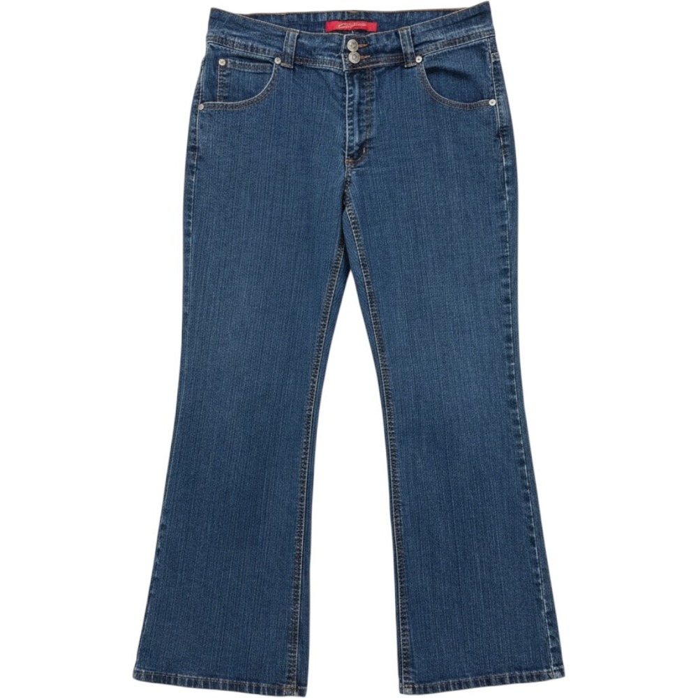 Cos Jeans Womens 10P Blue Denim Bootcut Mid Rise Flap Pocket Stretch Pants